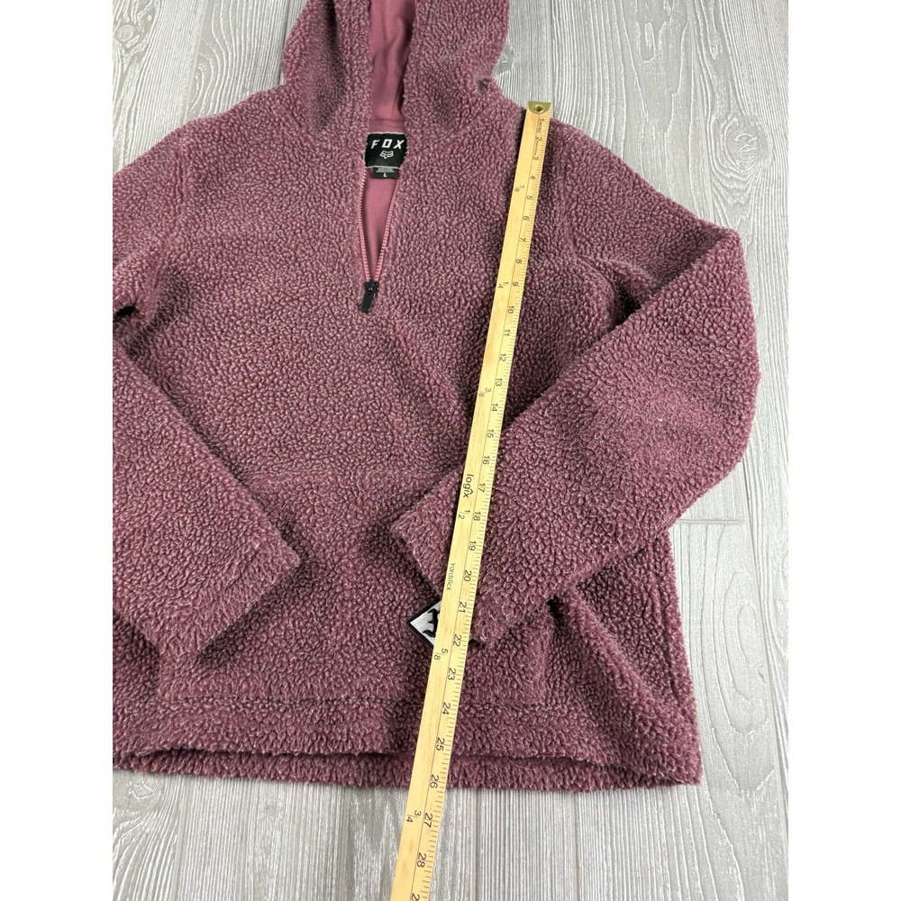 Fox Racing Womens Large Quarter Zip Sherpa Fleece Pullover Hoodie Pinkish Brown - Picture 4 of 10
